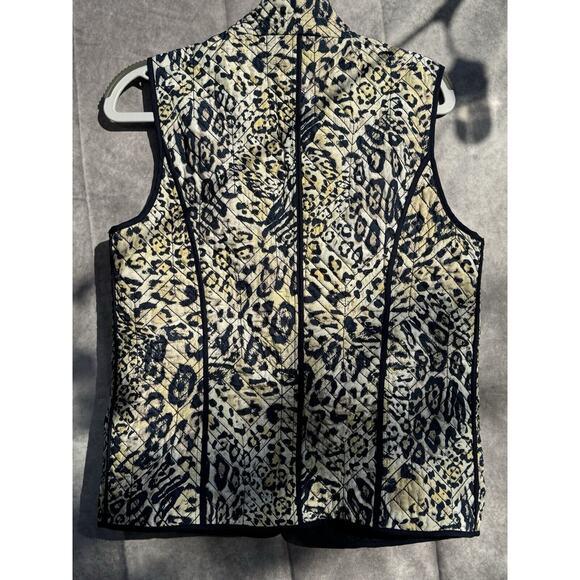 Women's Reversible Quilted Vest SMALL Blue Beige Fitted Full Zip Winter Pockets‎ - Picture 5 of 5